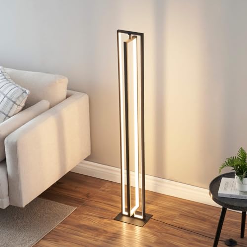KOSILUM – Stehleuchte für den Innenbereich, schwarz, rechteckig, LED, dimmbar – Otso – Licht warmweiß Beleuchtung Wohnzimmer Schlafzimmer Küche Flur – 36 W – 2745 lm – integrierte LED – IP20 von KOSILUM