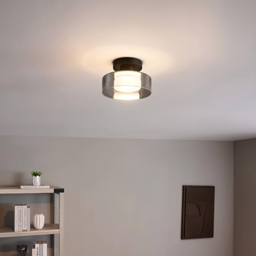 KOSILUM – Wand- oder Deckenbeleuchtung aus Metall und Glas 20 cm – Valdo – Licht warmweiß Beleuchtung Wohnzimmer Schlafzimmer Küche Flur – 8 W – 1485 lm – integrierte LED – IP20 von KOSILUM