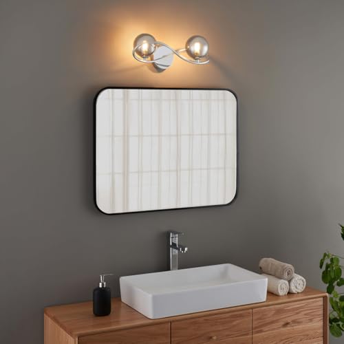 KOSILUM – Wandleuchte, verchromt, Design Doppelglas Rauchglas – Novale – Licht warmweiß Beleuchtung Wohnzimmer Schlafzimmer Küche Flur – 2 x max 25 W – G9 – IP20 von KOSILUM