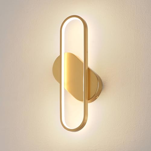 KOSILUM – Wandleuchte Gold Oval Design – Evelia – Licht warmweiß Beleuchtung Wohnzimmer Schlafzimmer Küche Flur – 12 W – 1361 lm – integrierte LED – IP20 von KOSILUM