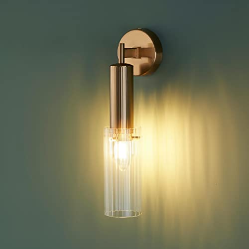 KOSILUM – Wandleuchte Vintage Gold Glasrohr – Poggio – Licht warmweiß Beleuchtung Wohnzimmer Schlafzimmer Küche Flur – 1 x max 40 W – E14 – IP20 KOSILUM – Wandleuchte Vintage Gold Glasrohr – Poggio – Licht warmweiß Beleuchtung Wohnzimmer Schlafzimmer Küche Flur – 1 x max 40 W – E14 – IP20 von KOSILUM