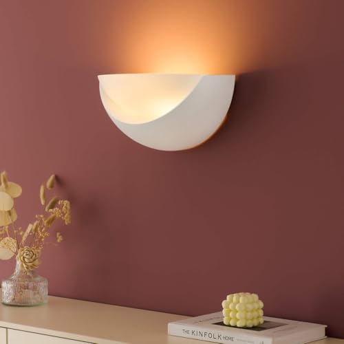 KOSILUM – Wandleuchte halbrund, weiß, aus Gips – Gillian – Licht warmweiß Beleuchtung Wohnzimmer Schlafzimmer Küche Flur – 2 x max. 40 W – E14 – IP20 KOSILUM – Wandleuchte halbrund, weiß, aus Gips – Gillian – Licht warmweiß Beleuchtung Wohnzimmer Schlafzimmer Küche Flur – 2 x max. 40 W – E14 – IP20 von KOSILUM