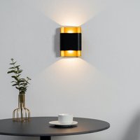 Kleine quadratische Wandleuchte mit doppeltem LED-Licht in Schwarz und Gold IP54 - Laila von KOSILUM