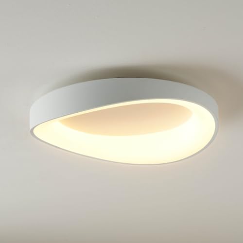 Kosilum – Deckenleuchte rund weiß schlicht integrierte LED dimmbar 50 cm – Belina – Licht warmweiß Beleuchtung Wohnzimmer Schlafzimmer Küche Flur – 21 W – 2712 lm – integrierte LED – IP20 von KOSILUM