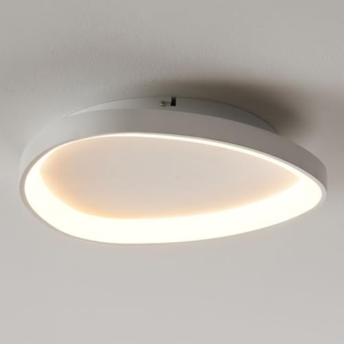 Kosilum – Deckenleuchte weiß, dünn und elegant, integrierte LED, dimmbar – Hedda – Licht warmweiß Beleuchtung Wohnzimmer Schlafzimmer Küche Flur – 19 W – 2028 lm – integrierte LED – IP20 von KOSILUM