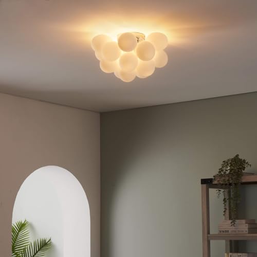 Kosilum – Designer-Deckenleuchte mit 17 weißen Gläsern – Bartali, Licht warmweiß Beleuchtung für Wohnzimmer, Schlafzimmer, Küche, Flur – 4 x max. 28 W – G9 – IP20 Kosilum – Designer-Deckenleuchte mit 17 weißen Gläsern – Bartali, Licht warmweiß Beleuchtung für Wohnzimmer, Schlafzimmer, Küche, Flur – 4 x max. 28 W – G9 – IP20 von KOSILUM