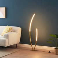 Kosilum - Goldene Design LED-Stehlampe mit zwei Bögen dimmbar - Moa Kosilum - Goldene Design LED-Stehlampe mit zwei Bögen dimmbar - Moa von KOSILUM