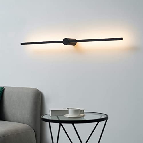 Kosilum – Lange Wandleuchte Ultra Design Schwarz 113 cm – Eydon – Licht Warmweiß Beleuchtung Wohnzimmer Schlafzimmer Küche Flur – 20 W – 1730 lm – Integrierte LED – IP20 von KOSILUM