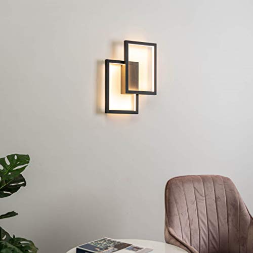 Kosilum – Wand- oder Deckenleuchte, doppelt, rechteckig, Lampe Wohnzimmer – Taavi – Licht warmweiß, Beleuchtung Schlafzimmer Küche Flur – 28 W – 1820 lm – integrierte LED – IP20 von KOSILUM