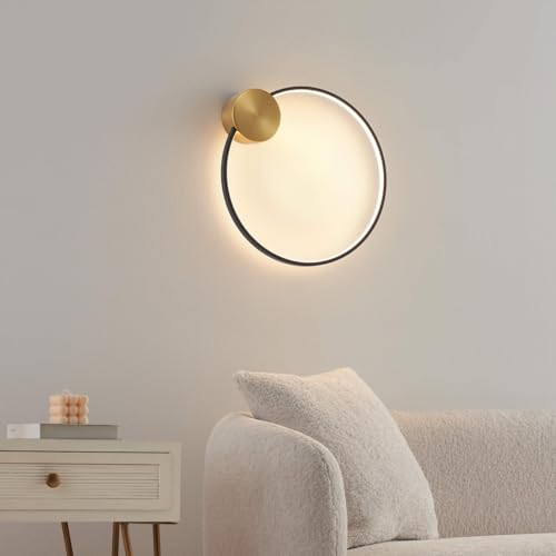 Kosilum – Wandleuchte oder Deckenleuchte Schwarz und Messing 40 cm – Alisa – Licht warmweiß Beleuchtung Wohnzimmer Schlafzimmer Küche Flur – 12 W – 1408 lm – integrierte LED – IP20 von KOSILUM