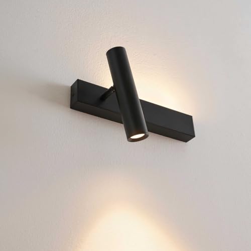 Kosilum – Wandleuchte schwarz, Kopfteil links – Lodvi – Licht warmweiß Beleuchtung Wohnzimmer Schlafzimmer Küche Flur – 10 W – 1211 lm – integrierte LED – IP20 von KOSILUM