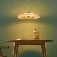 LED-Hängeleuchte strukturiertes Bernsteinglas und schwarzer Sockel - Ossara LED-Hängeleuchte strukturiertes Bernsteinglas und schwarzer Sockel - Ossara von KOSILUM