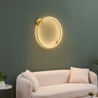 Kosilum - Runde Wand- oder Deckenleuchte mit messingfarbenem Doppelkreis 60 cm dimmbar - Ceira von KOSILUM