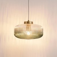 Stilvolle Hängelampe mit geripptem und farbigem Glas - Joina von KOSILUM
