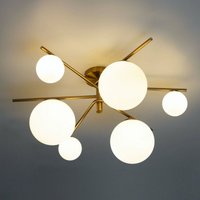 Trendige goldfarbene Deckenleuchte mit Weißglas - Belisto Trendige goldfarbene Deckenleuchte mit Weißglas - Belisto von KOSILUM