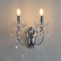 Wandleuchte 2 flammig Kristall Barock mit Kristall-behang Silber - Pavia von KOSILUM