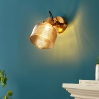 Wandleuchte mit Kuppel aus texturiertem bernsteinfarbenem Glas -Vela von KOSILUM