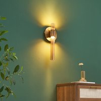 Zylindrische Messing-Wandleuchte Art-déco mit Bernsteinglas - Cyllia Zylindrische Messing-Wandleuchte Art-déco mit Bernsteinglas - Cyllia von KOSILUM