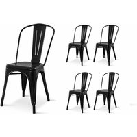 Kosmi - 4er-Set Black Black Shiny Black Metal Industrial Style factory Stühle mit glänzendem Finish von KOSMI