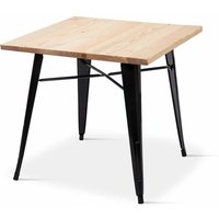 Schwarzer quadratischer Tisch im Industrial Style aus Metall und hellem Naturholz Modell Factory loft - Kosmi von KOSMI