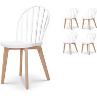 Set mit 4 weißen emy Esszimmerstühlen mit Holzbeinen von KOSMI
