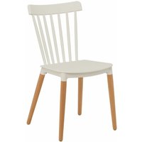 Kosmi - Weißer Stuhl im skandinavischen Stil mit Sprossen Modell Pop mit weißer Harzschale und Beinen aus Naturholz von KOSMI