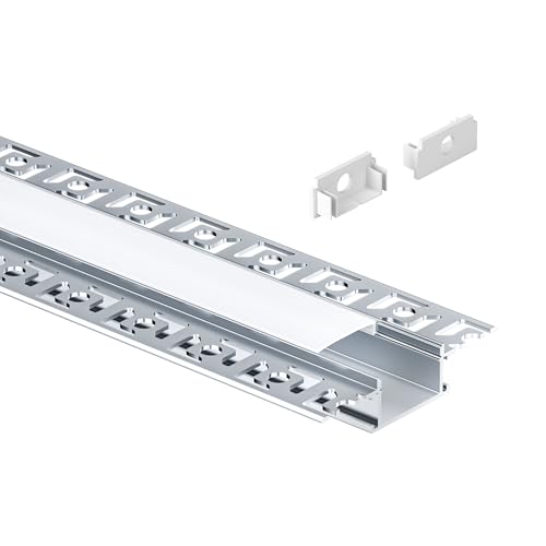 KOSOOM 22 x LED Aluminiumprofile 2m - U LED-Profil Flächenbündiges Einbauprofil für Led Streifen bis 20mm - Inkl. Abdeckung & Endkappen - Aluprofil für Decke Wand indirekte Beleuchtung von KOSOOM