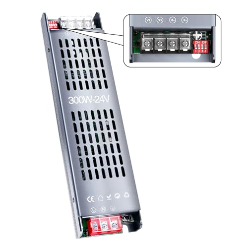 KOSOOM 300W LED Netzteil dimmbares, geeignet für LED Streifen DC 24 V Netzteil Trafo 220–240 V AC, umgewandelt in 24 V DC, Ausgangsstrom 12,5 A von KOSOOM