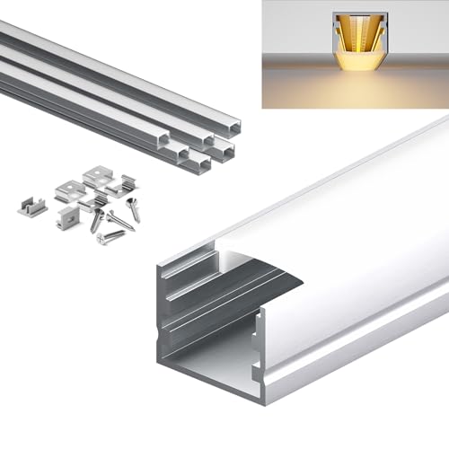 KOSOOM 6 Stück 2m LED Profil Streifen mit staubdichter Abdeckung und Diffusor, maximale Streifenbreite 15,3mm, Abmessung 20x15mm von KOSOOM