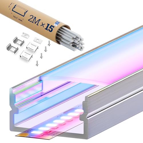 KOSOOM LED Aluminiumprofil U-Form 2m x 15, mit milchiger Abdeckung, für LED Streifen bis 17mm, LED Schiene für Decke & Trockenbau, indirekte Beleuchtung, inkl. Endkappen & Metallclips KOSOOM LED Aluminiumprofil U-Form 2m x 15, mit milchiger Abdeckung, für LED Streifen bis 17mm, LED Schiene für Decke & Trockenbau, indirekte Beleuchtung, inkl. Endkappen & Metallclips von KOSOOM