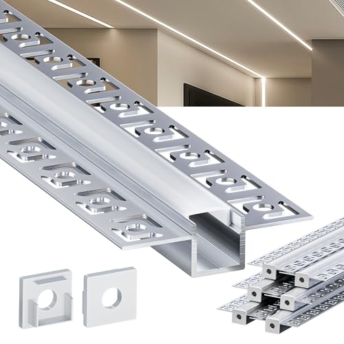 KOSOOM LED Profil 2 m x 6 Stück, versenkte LED-Profile mit blickdichter Abdeckung – Maße 15,4 x 14,9 mm – geeignet für LED-Streifen bis 12,6 mm von KOSOOM