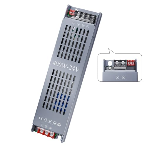 KOSOOM LED Trafo DC 24V 16,6A 400W Dimmbares LED-Netzteil, Netzteil mit 5 Schutzmodi, geeignet für Streifen die Umwandlung von 200-240V AC auf 24V DC Spannung von KOSOOM