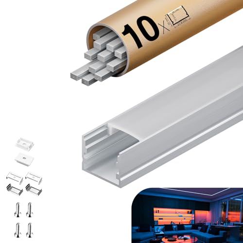 KOSOOM LED profil geeignet für LED Streifen, 2 m x 10 Stück 20 m, Größe 20 mm x 15 mm, für LED Streifen mit einer Breite von weniger als 15,3 mm, mit Montagezubehör KOSOOM LED profil geeignet für LED Streifen, 2 m x 10 Stück 20 m, Größe 20 mm x 15 mm, für LED Streifen mit einer Breite von weniger als 15,3 mm, mit Montagezubehör von KOSOOM