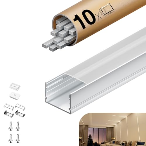 KOSOOM Led profil für LED-Streifen 10 x 2 m tol 20 m, matte Abdeckung, Maße 30 mm x 20 mm, unterstützt LED-Streifen mit einer Breite von weniger als oder gleich 25,2 mm (SL14) von KOSOOM