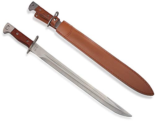 AK CCCP 47 Bajonett Messer mit Holster, Gürtelmesser - Griff aus Holz - scharfes Messer AK47, braun Silber (51cm feststehende Klinge) von KOSxBO