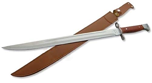 AK CCCP 47 Bajonett Messer mit Holster, Gürtelmesser - Griff aus Holz - scharfes Messer AK47, braun Silber (61cm feststehende Klinge) von KOSxBO