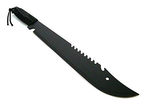 KOSxBO® Bolo Machete Messer mit Sägerücken und Kunststoffscheide o. Nylonscheide Länge 50 cm, Klinge 34,5 cm sehr Robustes Werkzeug Schwarze Machete Arbeitswerkzeug von KOSxBO