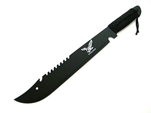 KOSxBO® Bolo Machete Messer mit Sägerücken und Kunststoffscheide o. Nylonscheide Länge 50 cm, Klinge 34,5 cm von KOSxBO