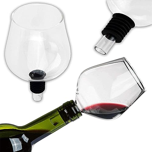 KOSxBO® Flaschenaufsatz aus Hochwertigen Glas mit Silikondichtung ideal als Weinglasaufsatz für Party - Hochzeit - JGA - Wine Glass - Party Gadget - edler Scherzartikel von KOSxBO