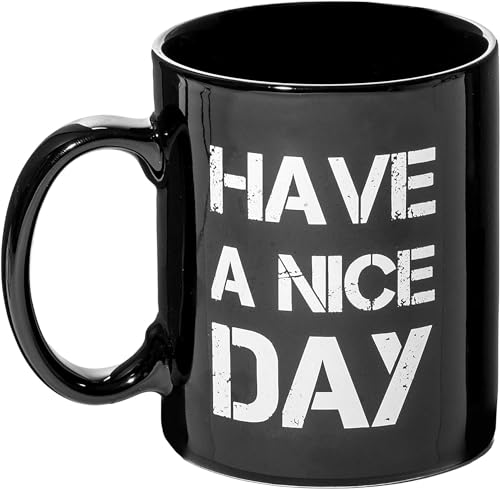 KOSxBO® Tasse mit Spruch „Have a Nice Day“, mit einem Mittelfinger auf der Unterseite der Kaffetasse von KOSxBO