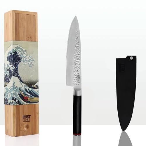 KOTAI Gyuto Kochmesser| Professionelles Kochmesser| Äquivalent zum japanischen Kochmesser| 20-cm-Klinge | von Hand gehämmert und geschärft |Ultrascharfer 440C-Edelstahl von KOTAI