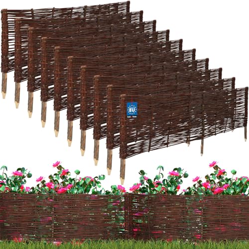 KOTARBAU® 10er Set Beetbegrenzung Weidenzaun 120 x 40 cm Zaun Beeteinfassung Beet Beetumrandung Steckzaun Rasenkante Weide Beeteinfassung Gartenzaun Zum Stecken Flexible Weidengeflecht von KOTARBAU