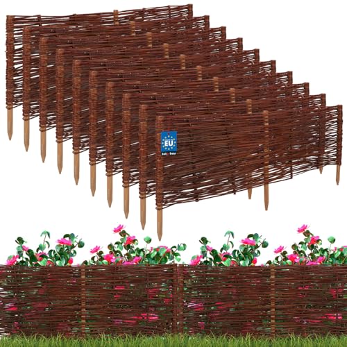 KOTARBAU® 10er Set Beetbegrenzung aus Weide 100 x 40 cm Weidengeflecht Garten Beeteinfassung für Blumen und Gemüse Rasenkanten von KOTARBAU
