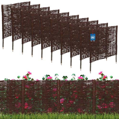 KOTARBAU® 10er Set Beetbegrenzung aus Weide 60 x 60 cm Weidengeflecht Garten Beeteinfassung für Blumen und Gemüse Rasenkanten von KOTARBAU