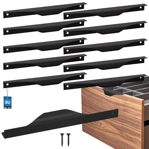 KOTARBAU® 10er Set Möbelgriff Möbelgriffe Schrankgriffe 192/212 mm ZnAl Küchengriffe Schwarz Griffe Möbel Türgriff Profilgriff Türgriffe Küche Schubladengriffe Griffe für Küchenschränke Modern von KOTARBAU