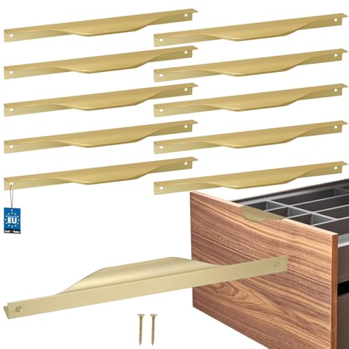KOTARBAU® 10er Set Möbelgriff Möbelgriffe Schrankgriffe 256/276 mm ZnAl Küchengriffe Gold Griffe Möbel Türgriff Profilgriff Türgriffe Küche Schubladengriffe Griffe für Küchenschränke Modern von KOTARBAU