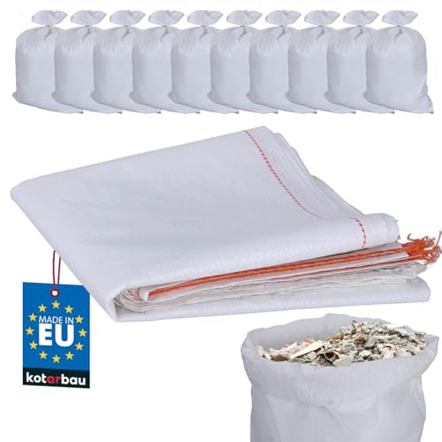 KOTARBAU® 10er Set PP Gewebesäcke 50x80cm 30 kg Schwerlast-Gewebesack Weiß von KOTARBAU
