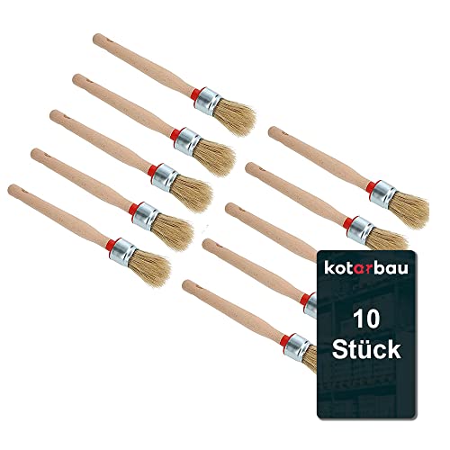 KOTARBAU® 10er Set Rundpinsel 25 mm Ringpinsel Lasurpinsel Lackierpinsel Malerpinsel Holzpinsel für Renovierungsarbeiten von KOTARBAU