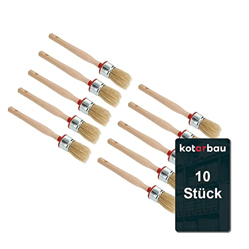 KOTARBAU® 10er Set Rundpinsel 30 mm Ringpinsel Lasurpinsel Lackierpinsel Malerpinsel Holzpinsel für Renovierungsarbeiten von KOTARBAU