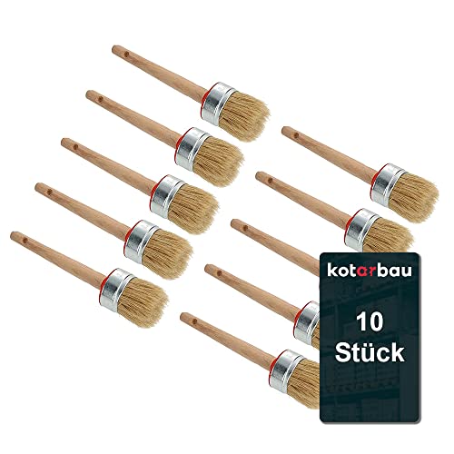 KOTARBAU® 10er Set Rundpinsel 50 mm Ringpinsel Lasurpinsel Lackierpinsel Malerpinsel Holzpinsel für Renovierungsarbeiten von KOTARBAU